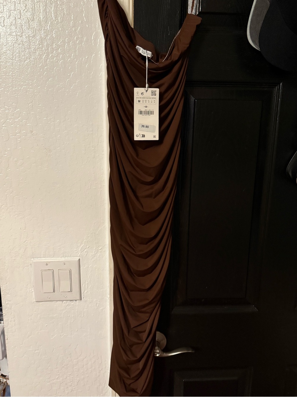 Zara Brown Draped Bodycon Dress